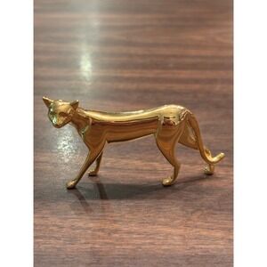 Franklin Mint Vintage 1986 Brass Art Deco Cat Curio Cabinet Figurine